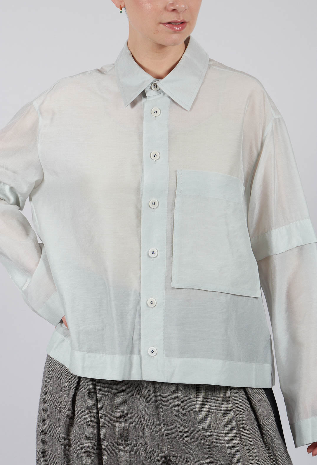 Semi Sheer Shirt in Light Grey