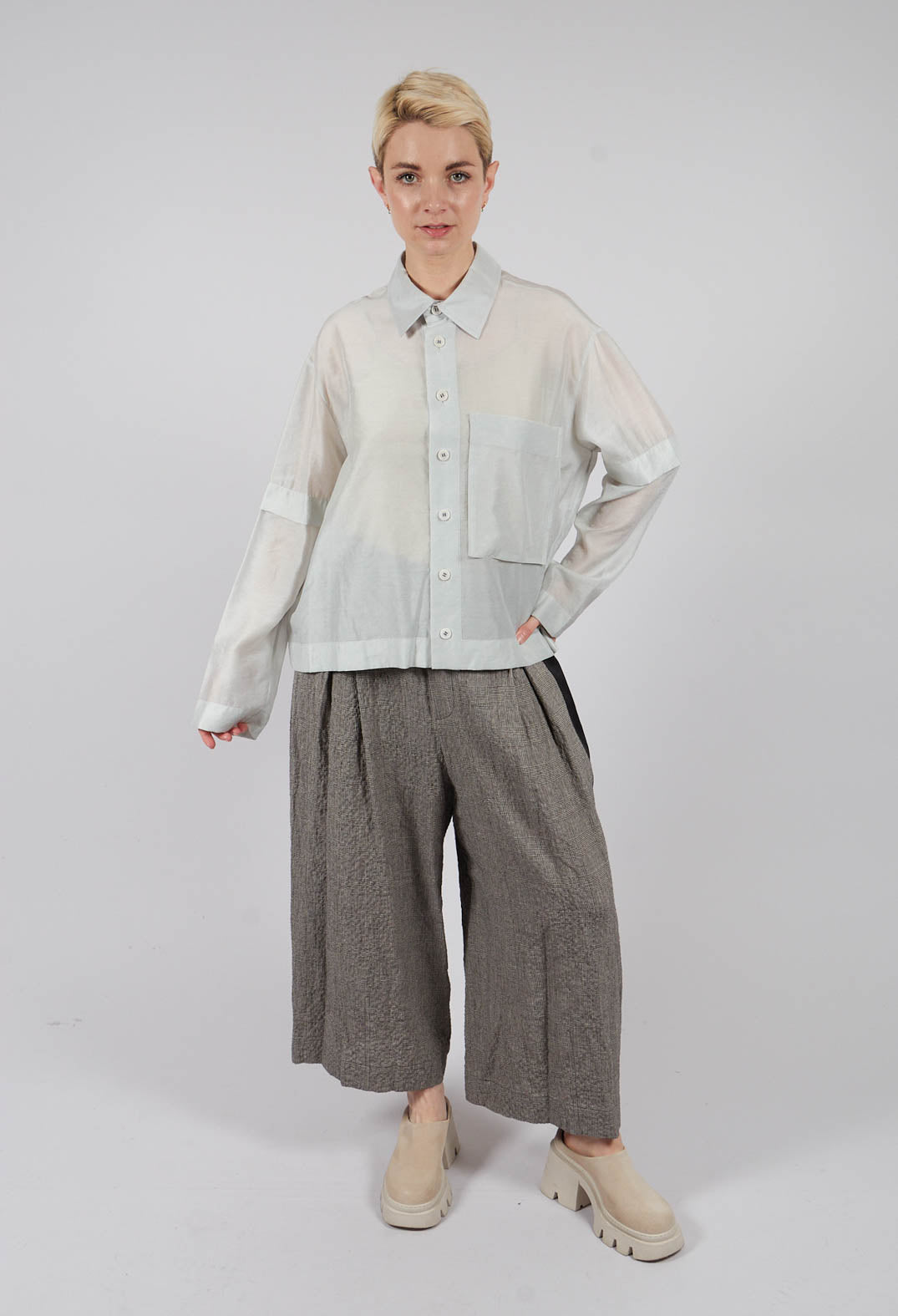 Semi Sheer Shirt in Light Grey