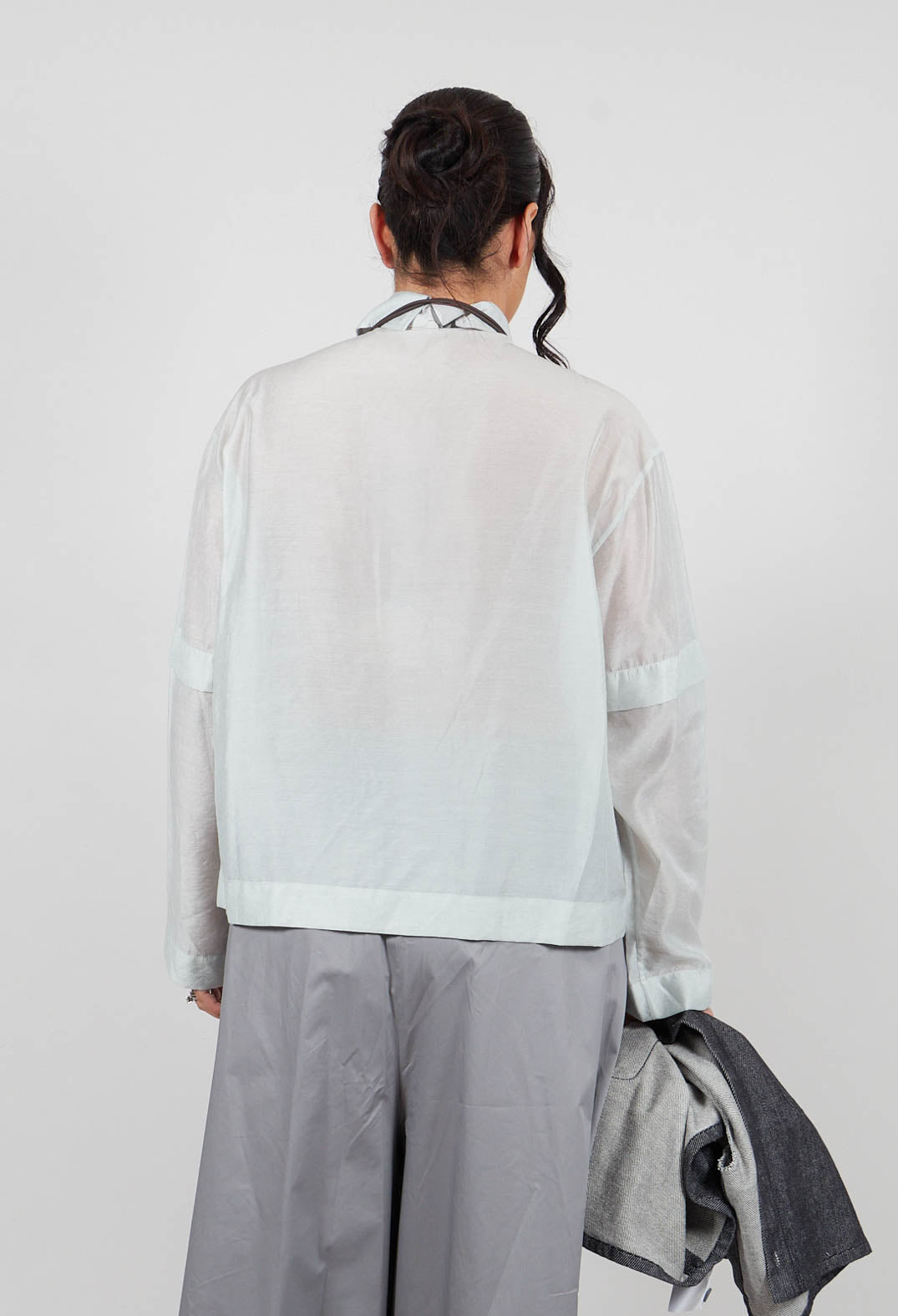 Semi Sheer Shirt in Light Grey