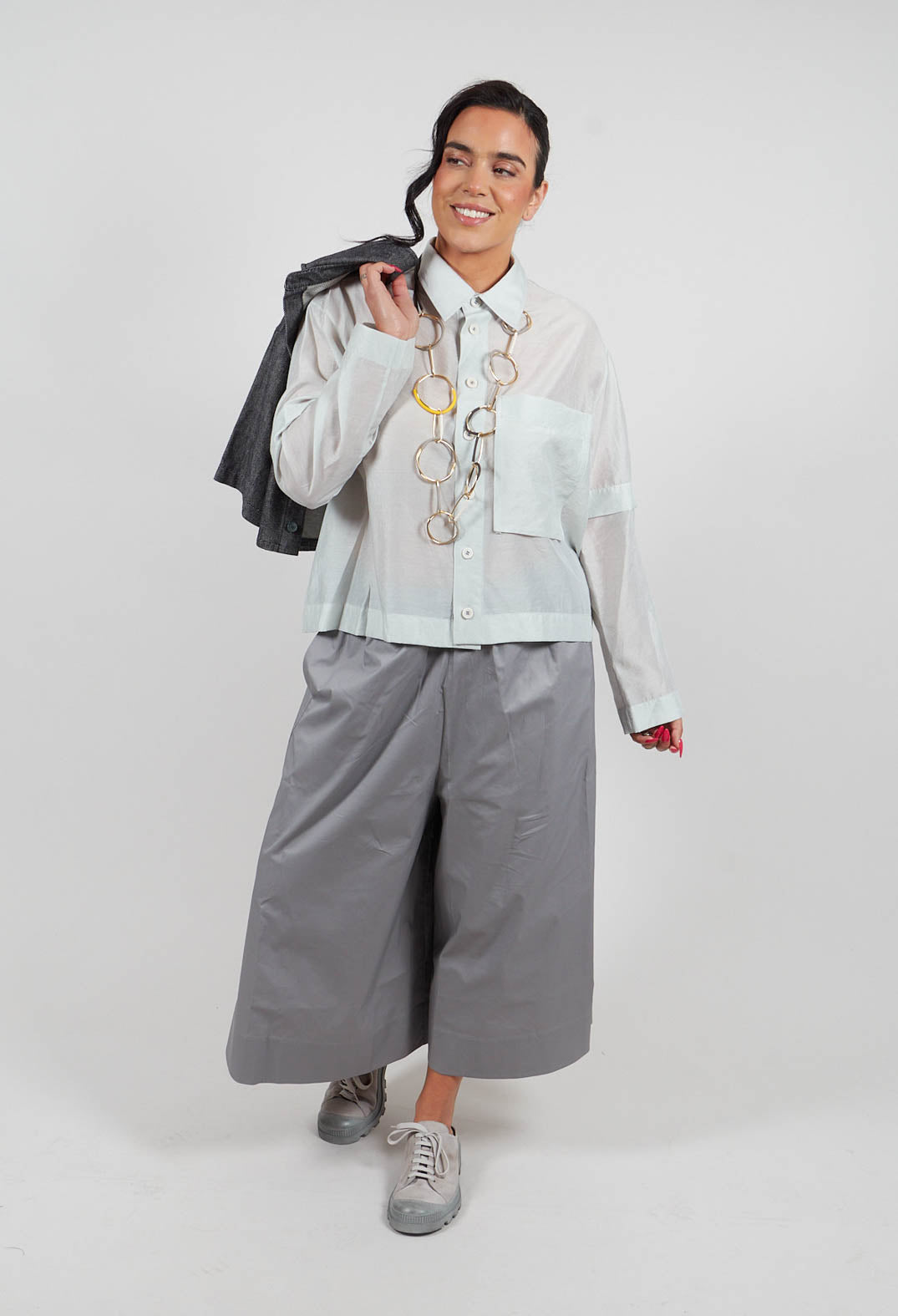 Semi Sheer Shirt in Light Grey