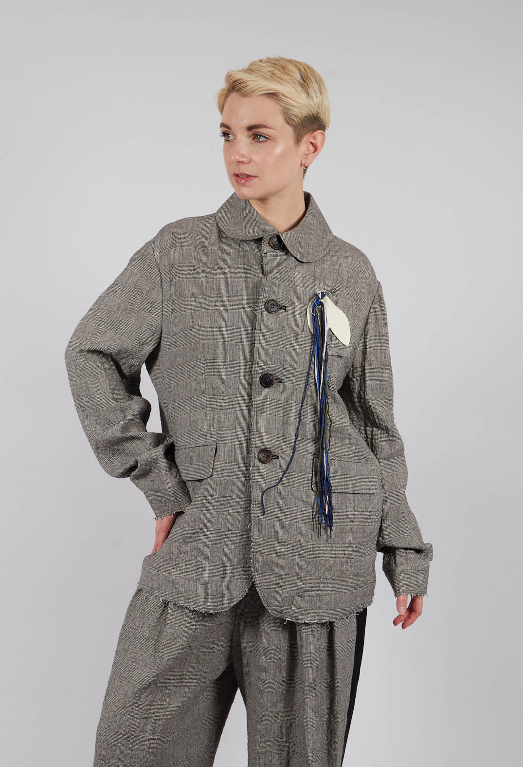 Cut Out Jacket in Black and White Check