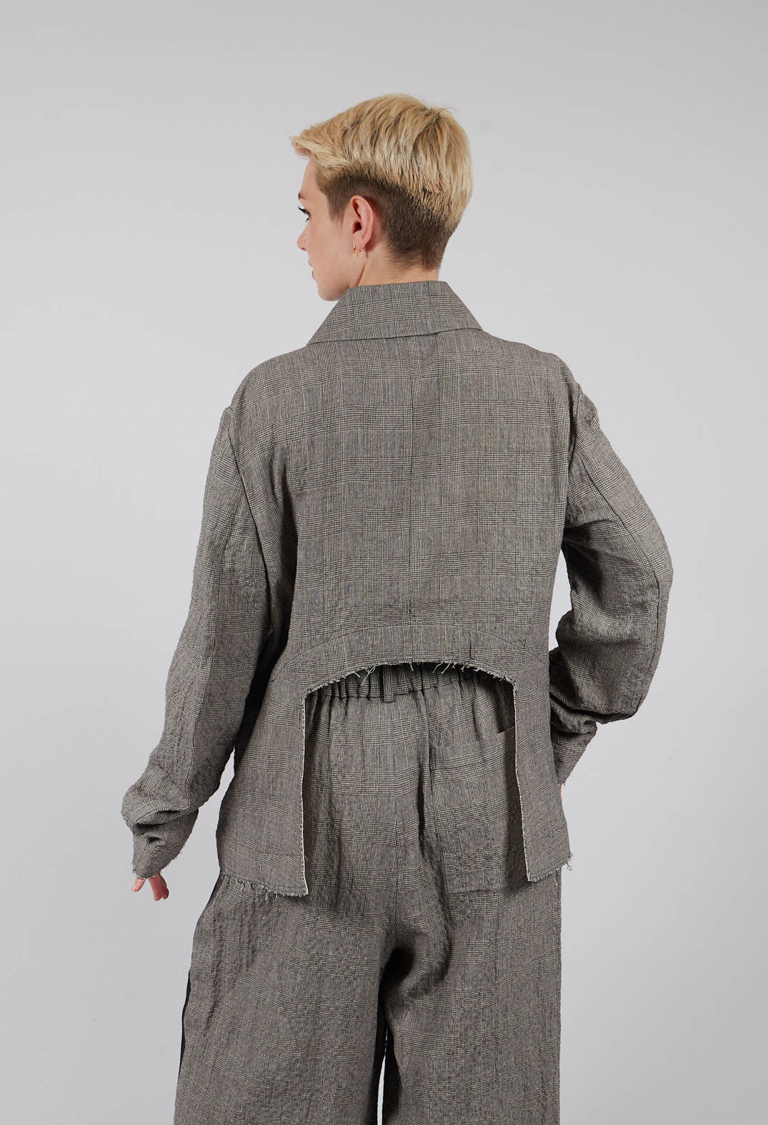 Cut Out Jacket in Black and White Check