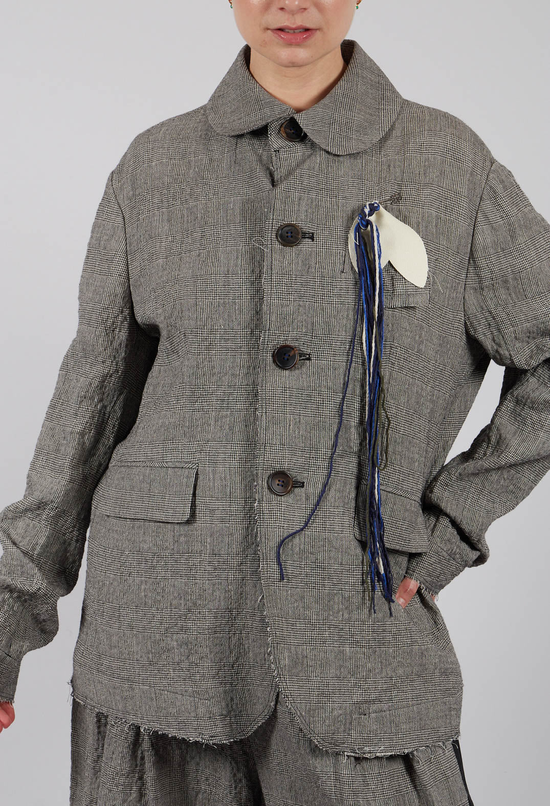 Cut Out Jacket in Black and White Check