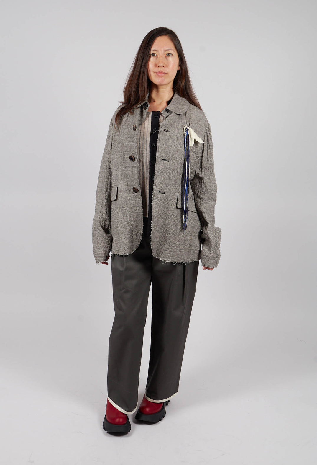 Cut Out Jacket in Black and White Check
