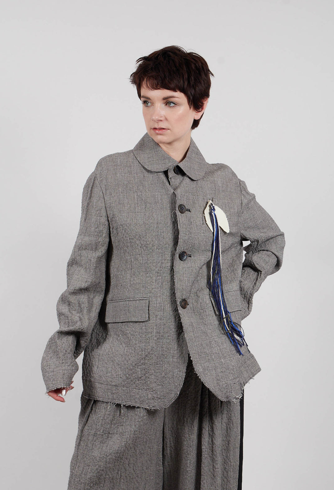 Cut Out Jacket in Black and White Check
