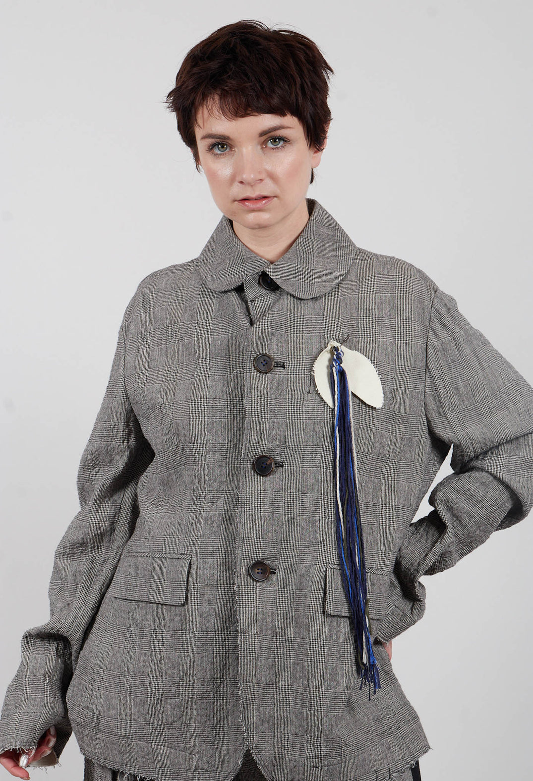 Cut Out Jacket in Black and White Check