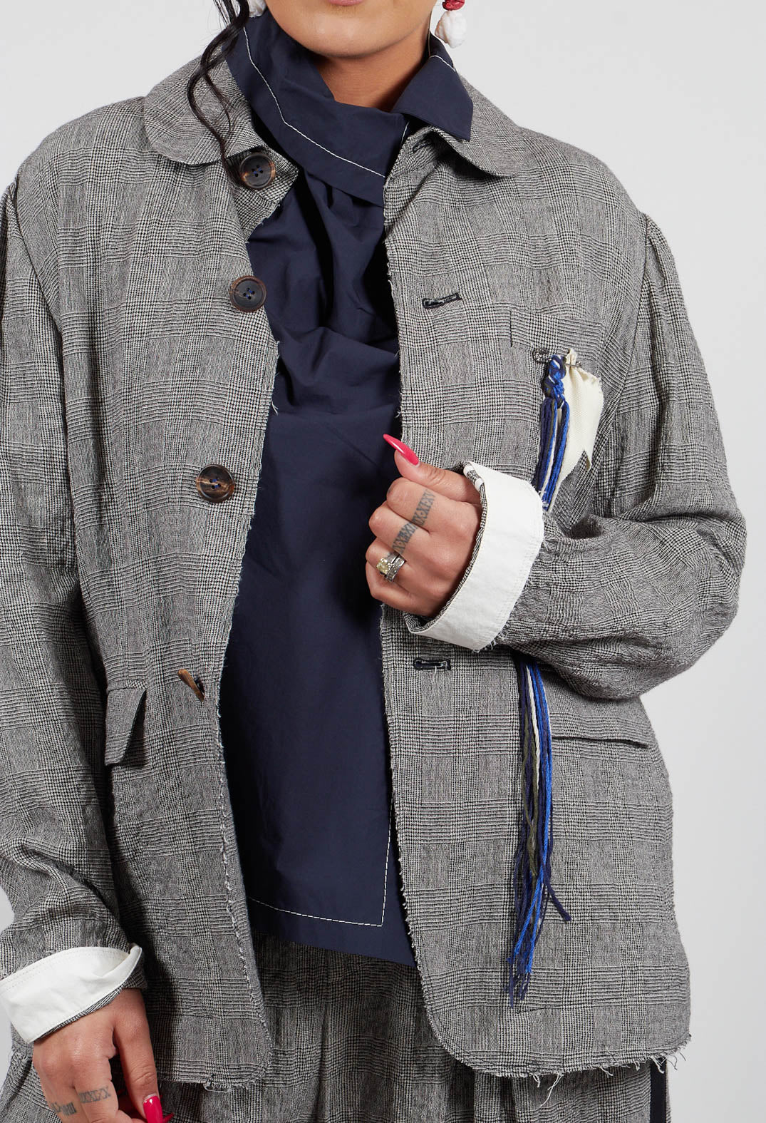 Cut Out Jacket in Black and White Check