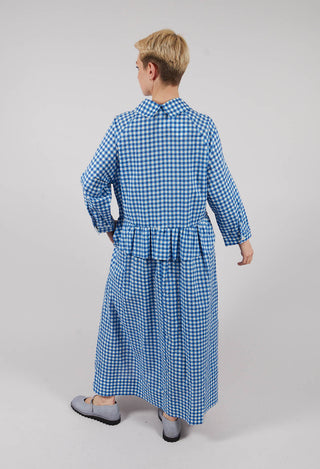 Gingham Shirt Dress in Blue Check