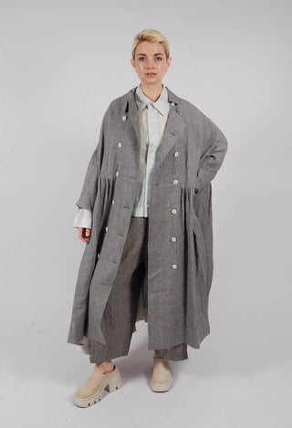 Double Breasted Coat/Dress in Blue and Beige Check