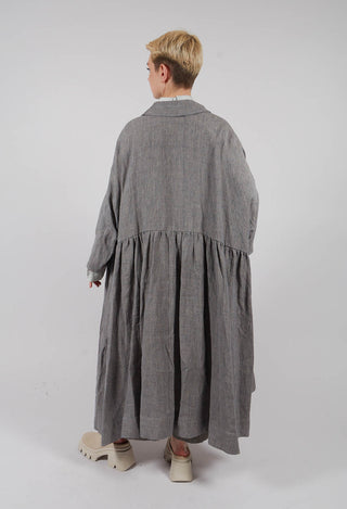 Double Breasted Coat/Dress in Blue and Beige Check