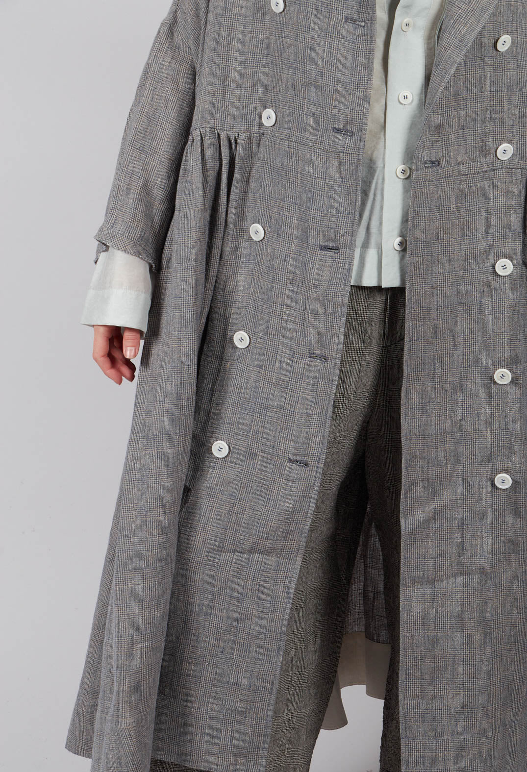 Double Breasted Coat/Dress in Blue and Beige Check