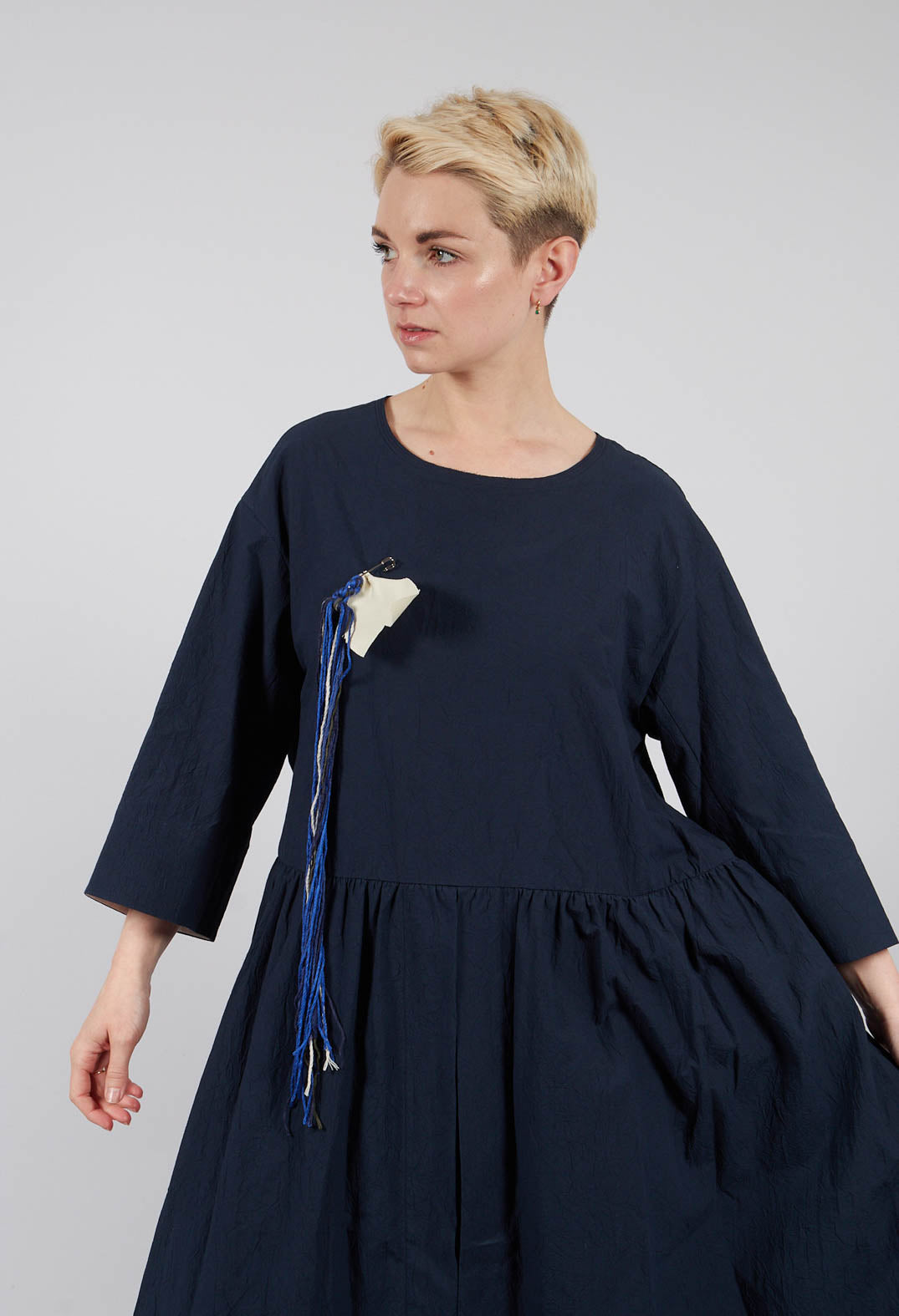 Open Tunic Dress in Navy