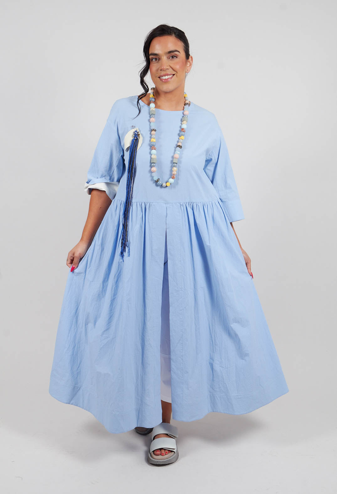 Open Tunic Dress in Sky Blue