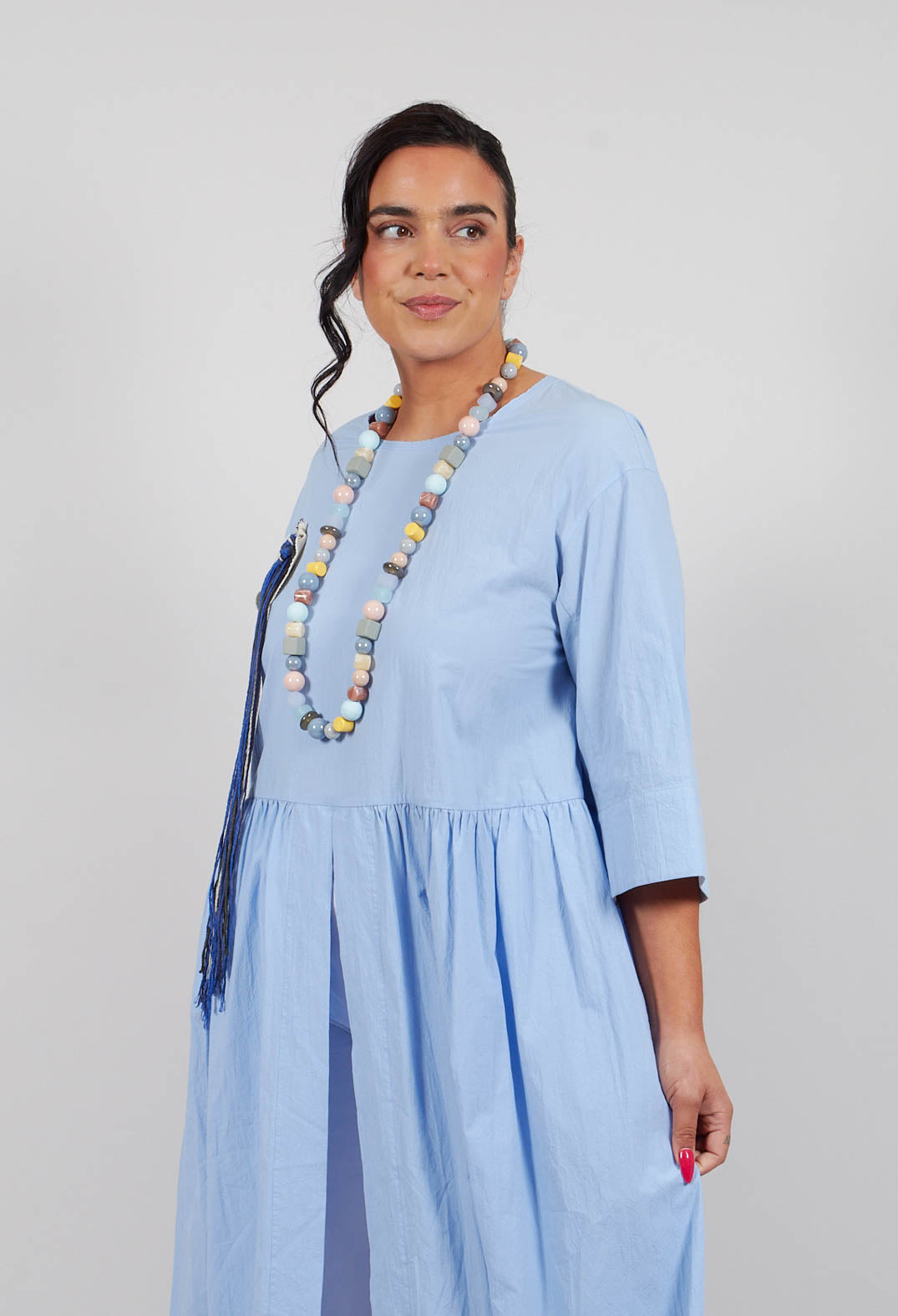 Open Tunic Dress in Sky Blue