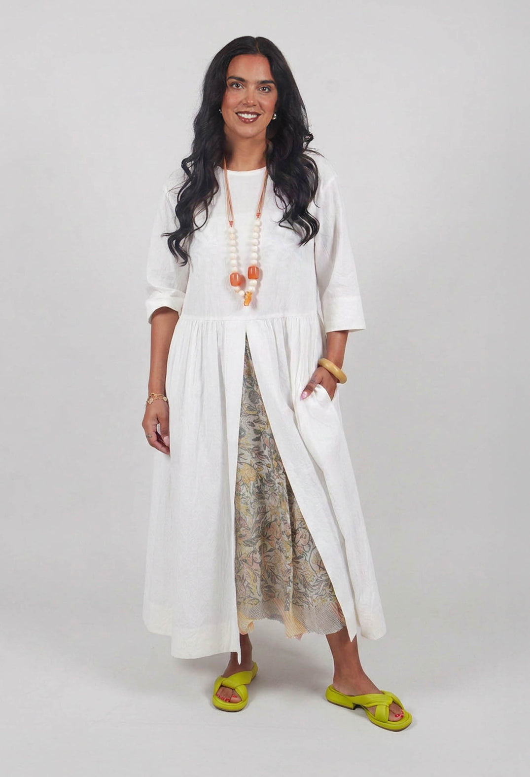 Open Tunic Dress in White