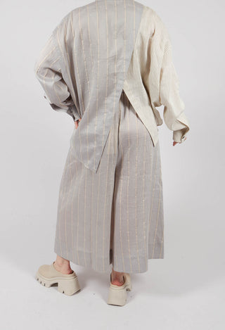 Drawstring Trousers in Grey Stripe