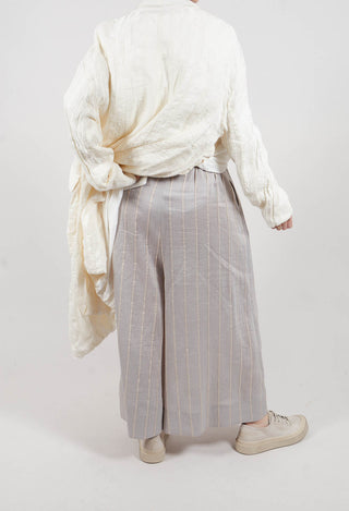 Drawstring Trousers in Grey Stripe