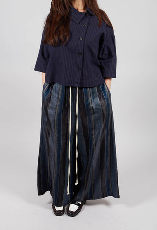 Drawstring Trousers in Blue Stripe