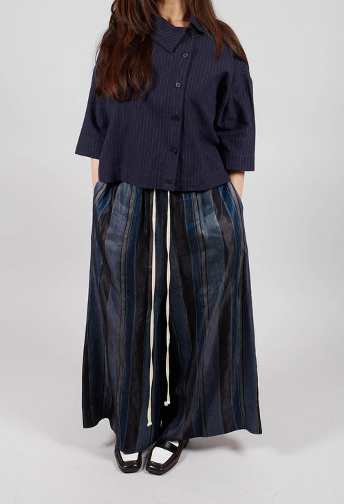 Drawstring Trousers in Blue Stripe