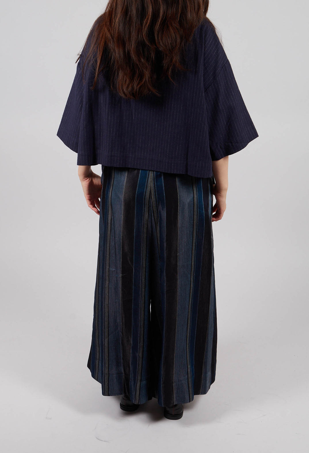 Drawstring Trousers in Blue Stripe