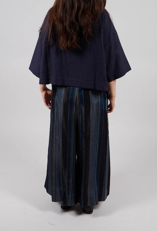Drawstring Trousers in Blue Stripe