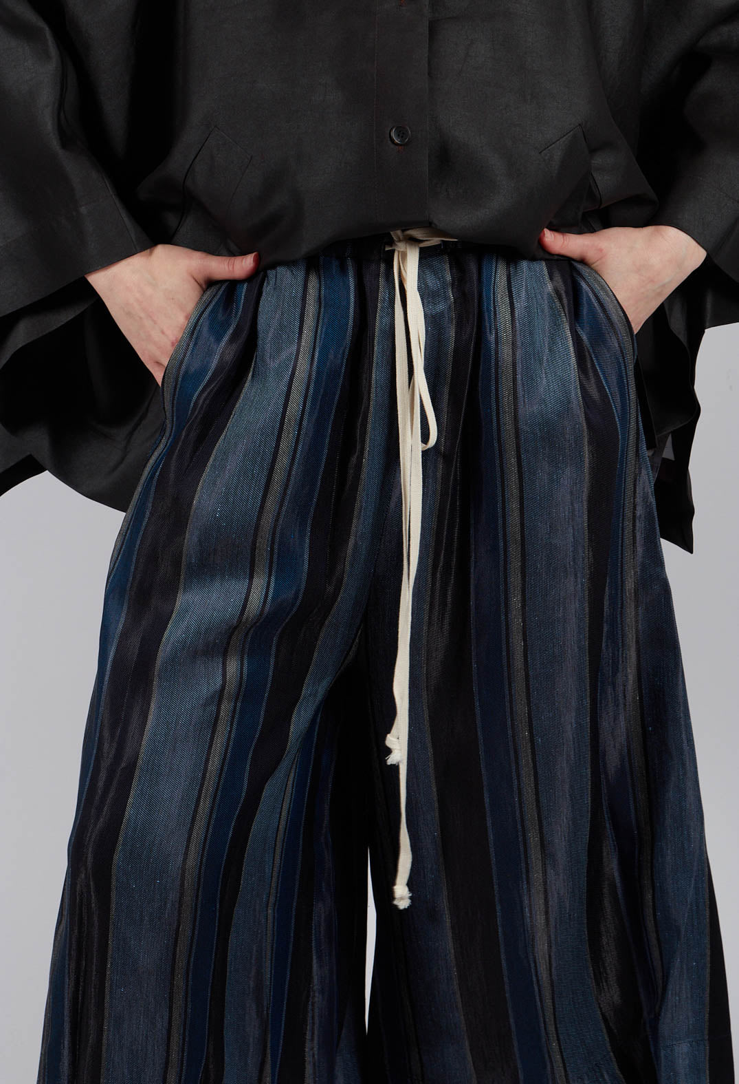 Drawstring Trousers in Blue Stripe