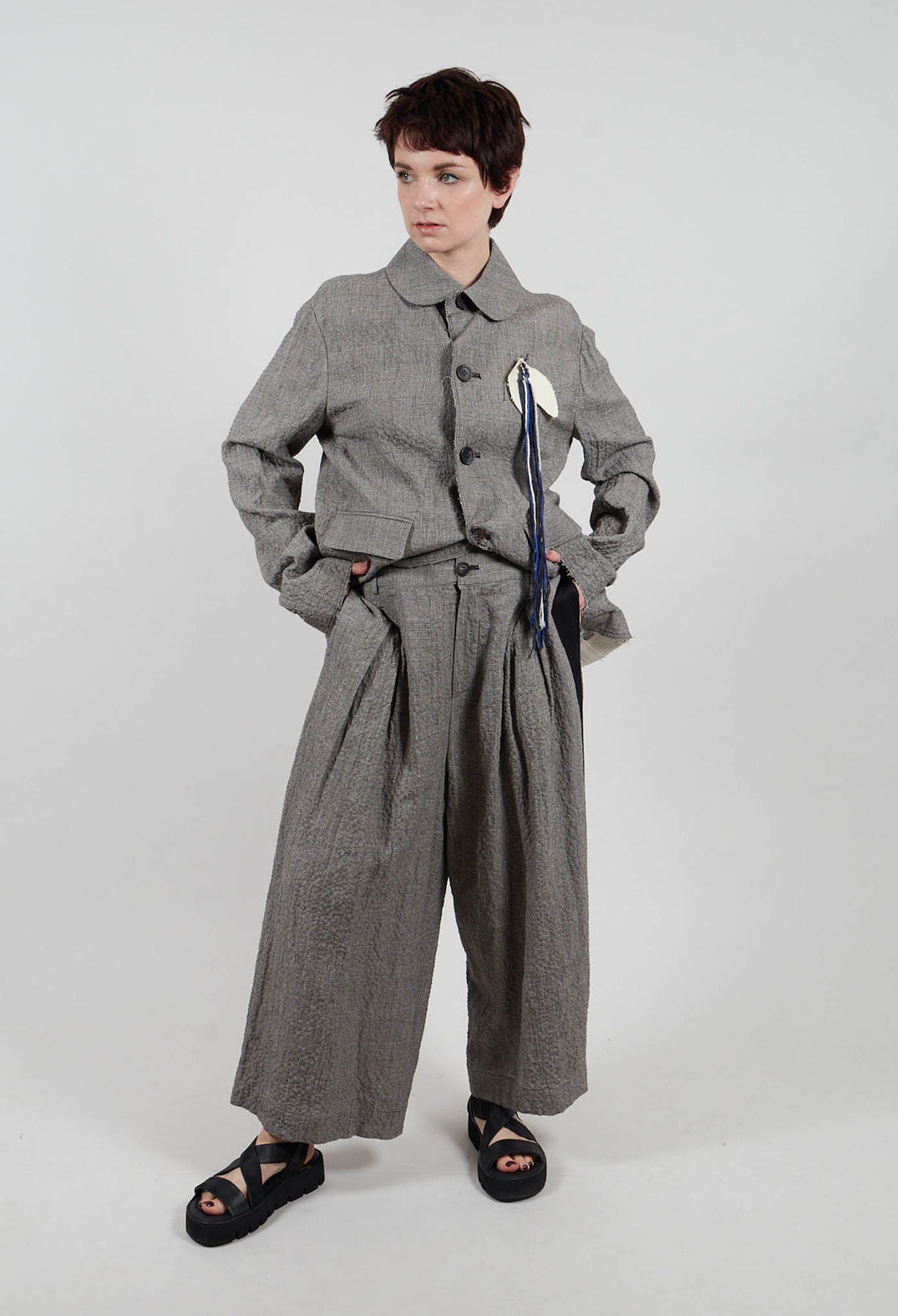 Cropped Trousers in Black and White