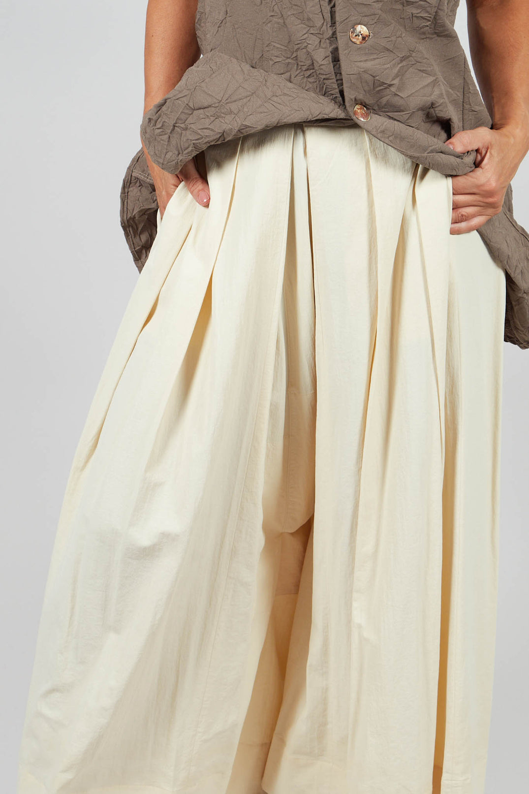 Pleat Front Trousers in Cream