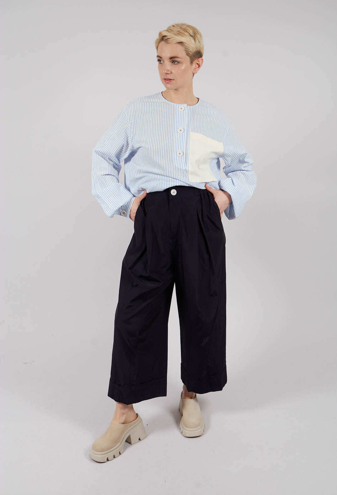 Ankle Hem Trousers in Blue