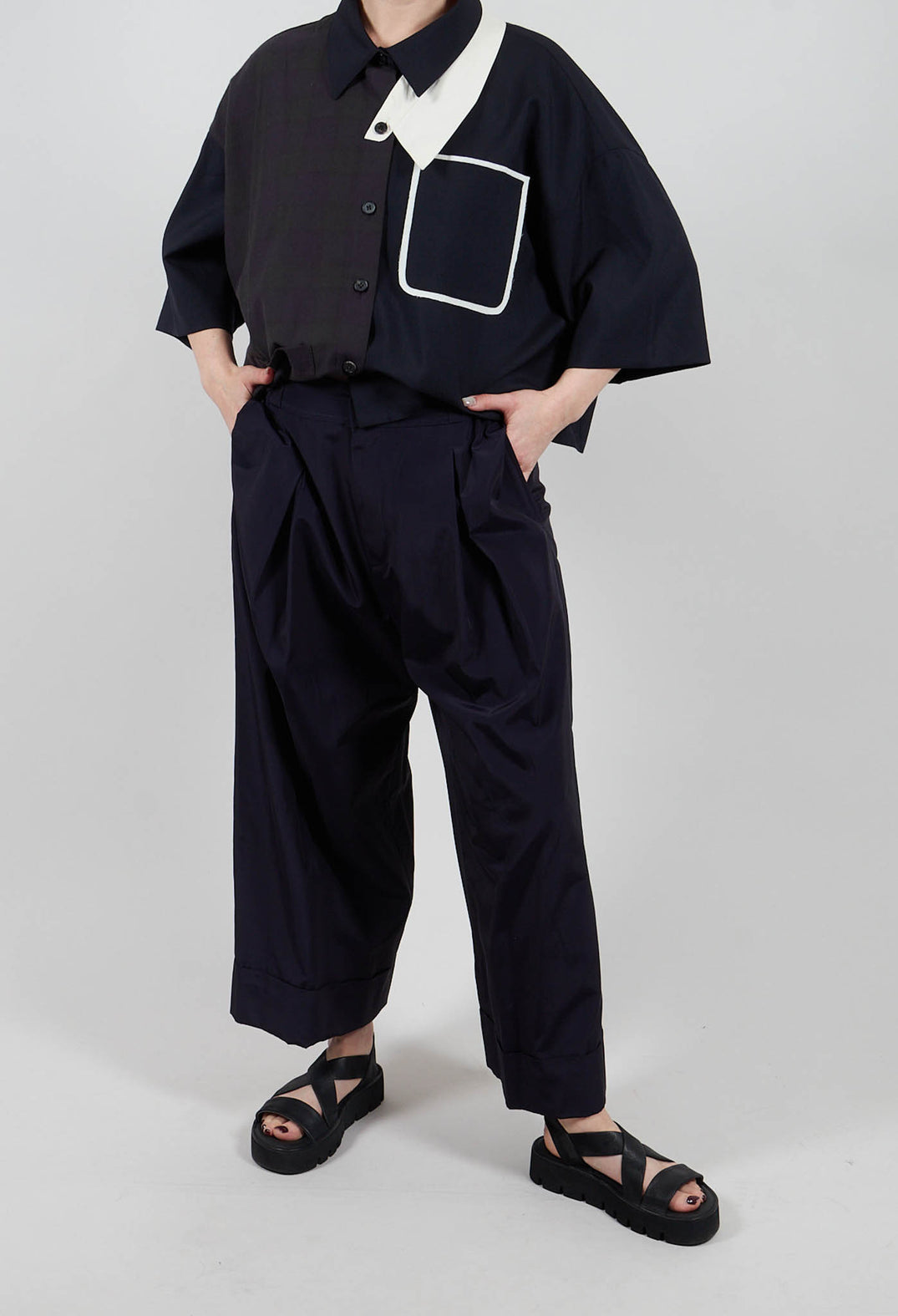 Ankle Hem Trousers in Blue
