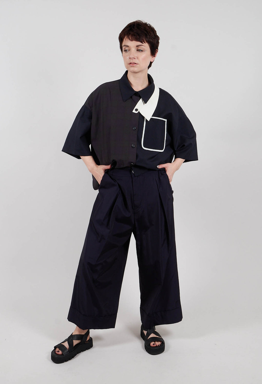 Ankle Hem Trousers in Blue