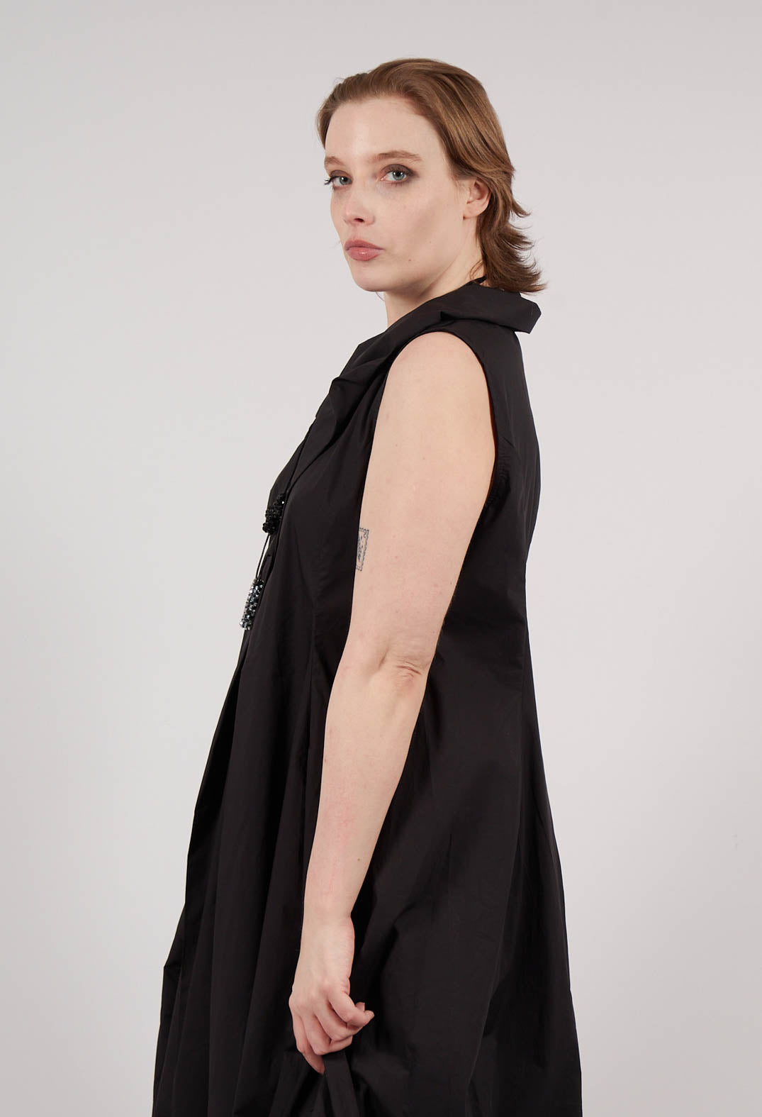 Ruffle Collar Dress in Friday Black