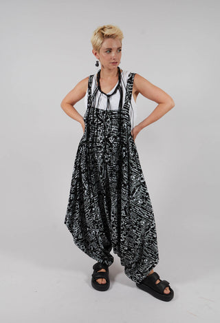 Jumpsuit in Black with White Seregraphy