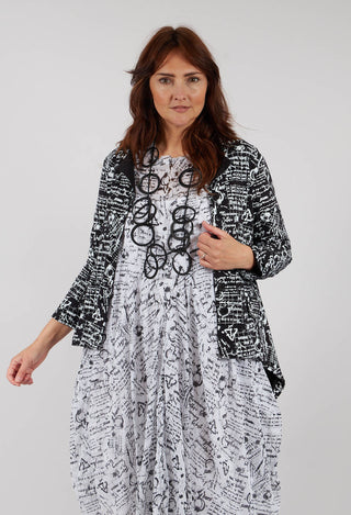 Hi Lo Jacket in Black with White Seregraphy