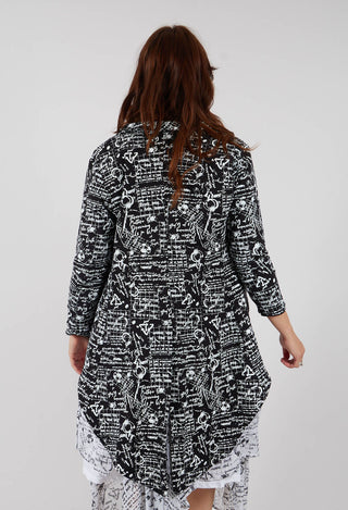 Hi Lo Jacket in Black with White Seregraphy