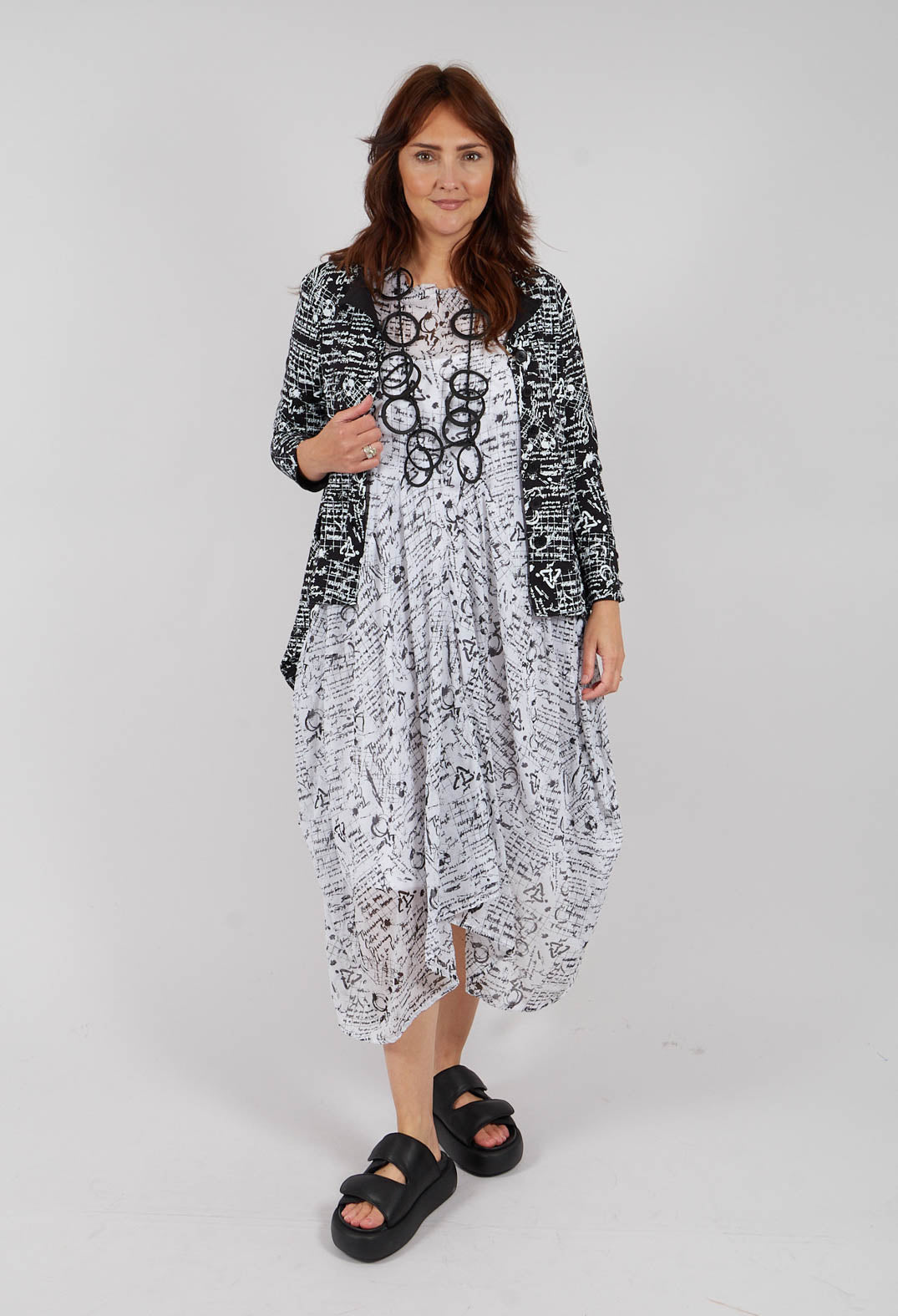 Hi Lo Jacket in Black with White Seregraphy