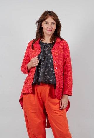 Hi Lo Jacket in Red with Orange Seregraphy
