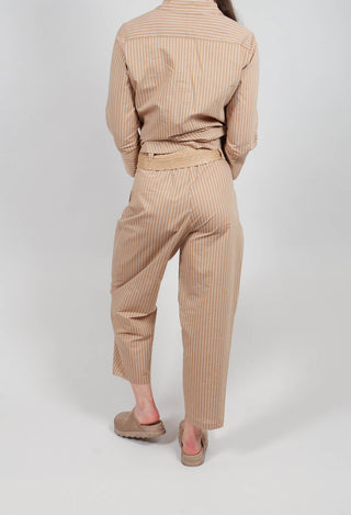 Tie Waist Trousers in Beige/White Print