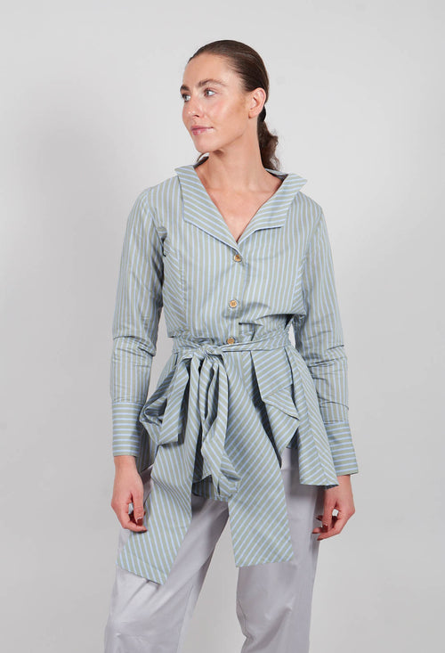 Asymmetric Pinstripe Jacket in Blue and Green