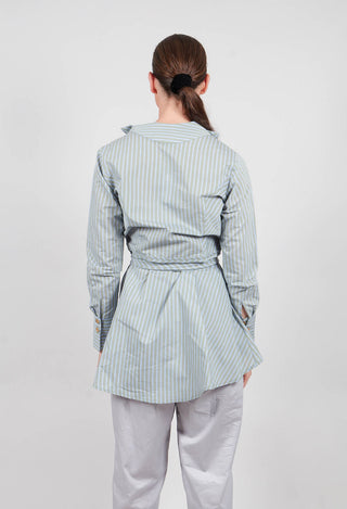 Asymmetric Pinstripe Jacket in Blue and Green