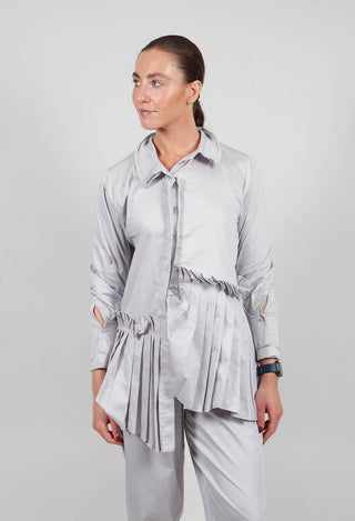 Longline Pleated Shirt in Silver