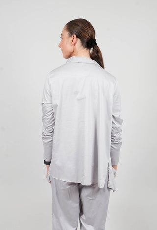 Longline Pleated Shirt in Silver