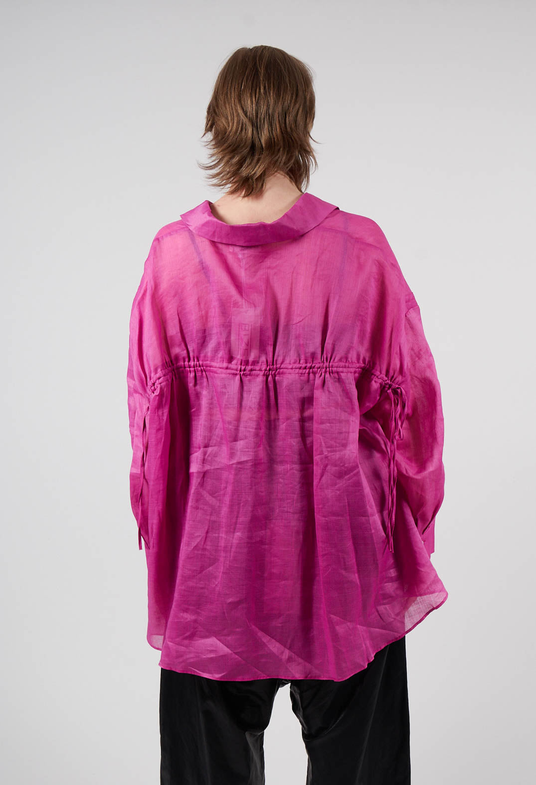 Ruched Shirt in Fuchsia