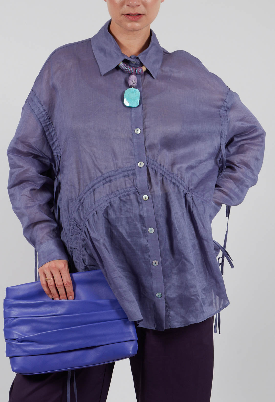 Ruched Shirt in Indigo