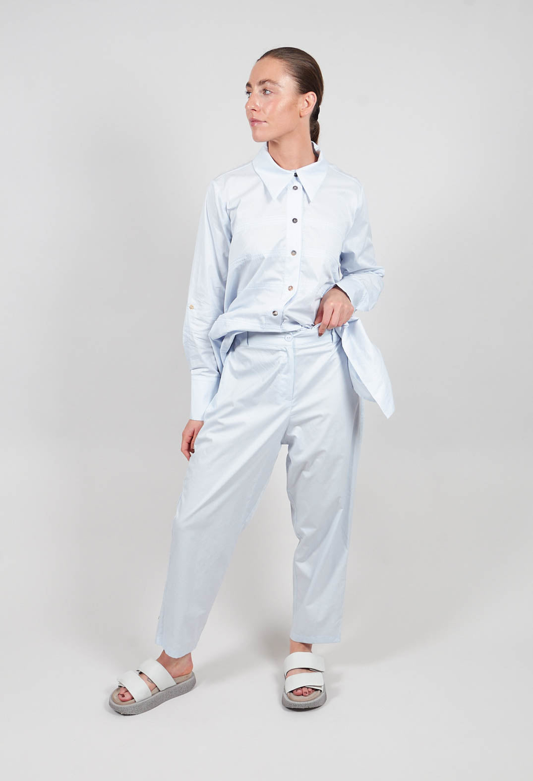 Straight Leg Trouser in Ice Blue