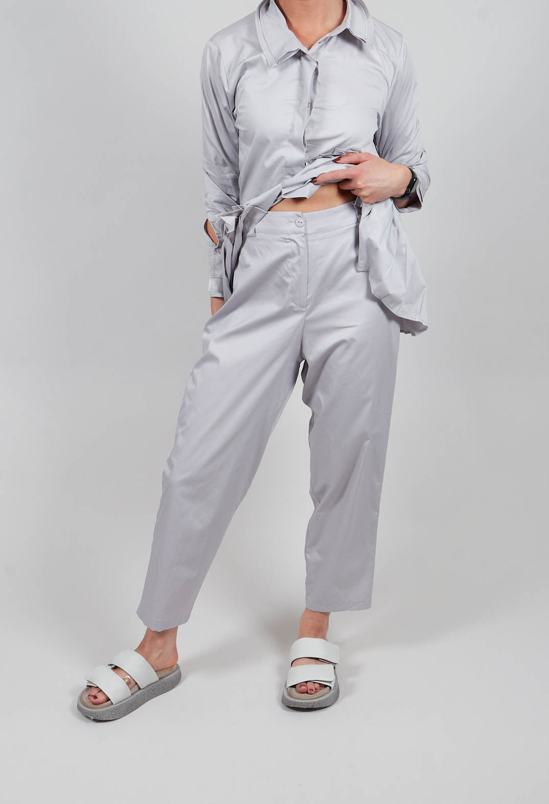 Straight Leg Trouser in Silver