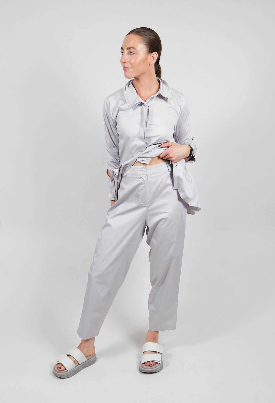 Straight Leg Trouser in Silver