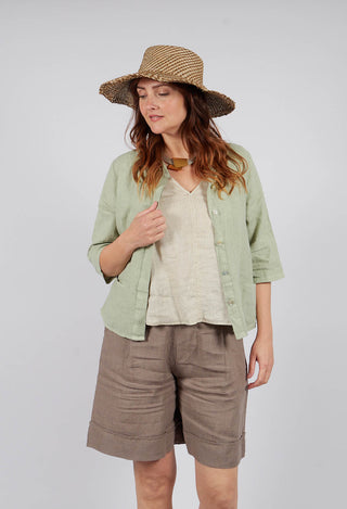 Collarless Jacket in Sage