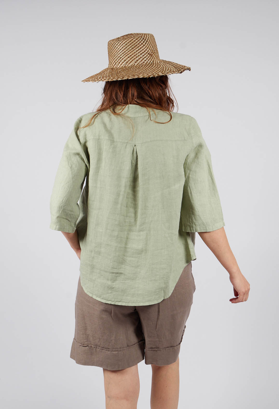 Collarless Jacket in Sage