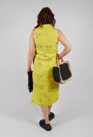 Sleeveless Shirt Dress in Lime Green